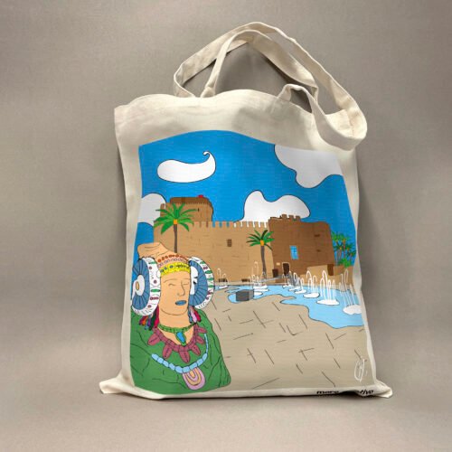 Bolsa Tela Dama Elche y Castillo | Tote Bag blanca | Accesorios