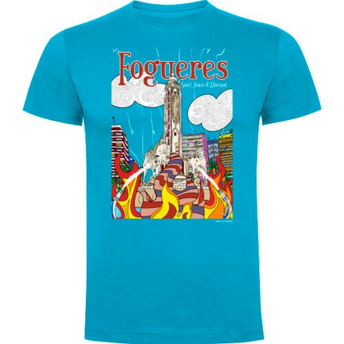Camiseta Hogueras Alicante Día | Camiseta manga corta azúl | Accesorios