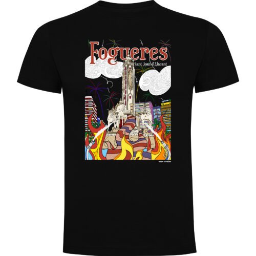 Camiseta Hogueras Alicante Noche | Camiseta manga corta negra | Accesorios