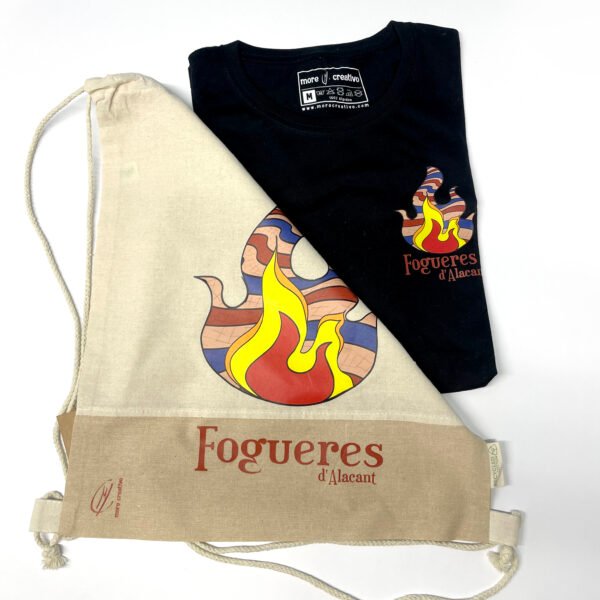 Pack Fogueres Noche Llama | Camiseta manga corta negra y mochila | Accesorios