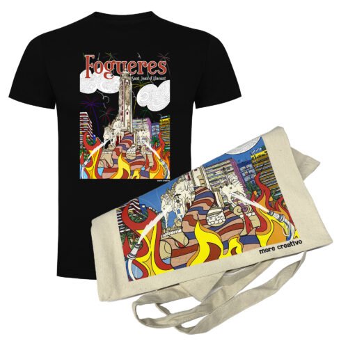 Pack Fogueres Noche | Camiseta manga corta negra y Tote | Accesorios