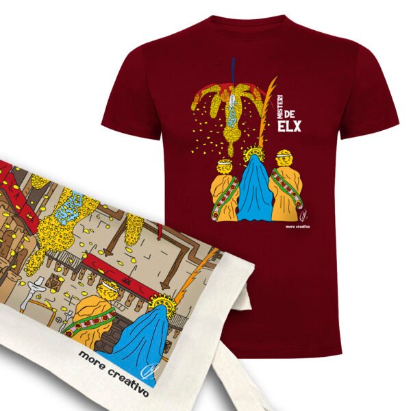 Pack Misteri | Camiseta manga corta granate y Tote | Accesorios