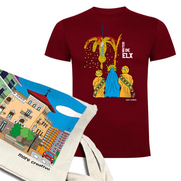 Pack Plaza Baix Elx | Camiseta manga corta granate y Tote | Accesorios Pack Plaza Baix Elx | Camiseta manga corta granate y Tote | Accesorios